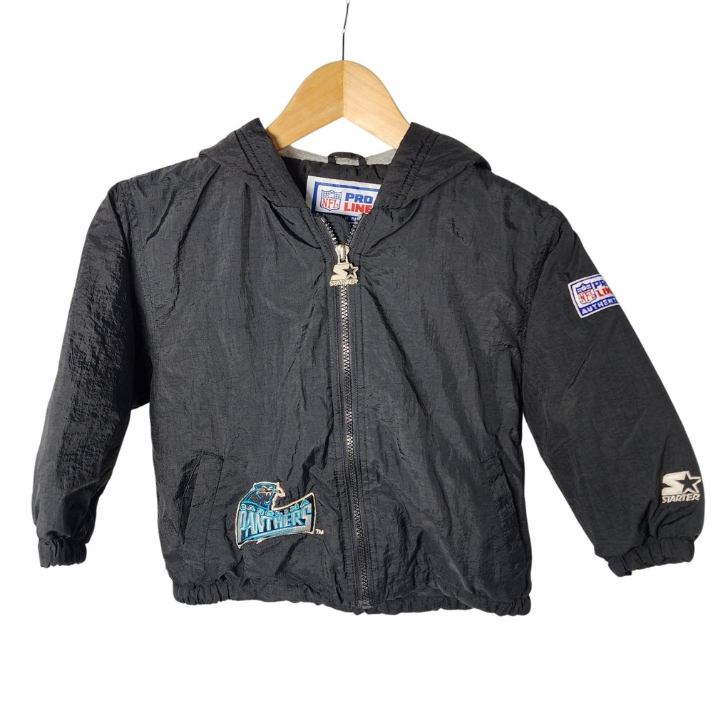 Kids‎ Vintage Starter Carolina Panthers NFL Pro Line Hooded Jacket Black Size S